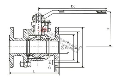 Q41F碳鋼法蘭球閥外形結(jié)構(gòu)圖